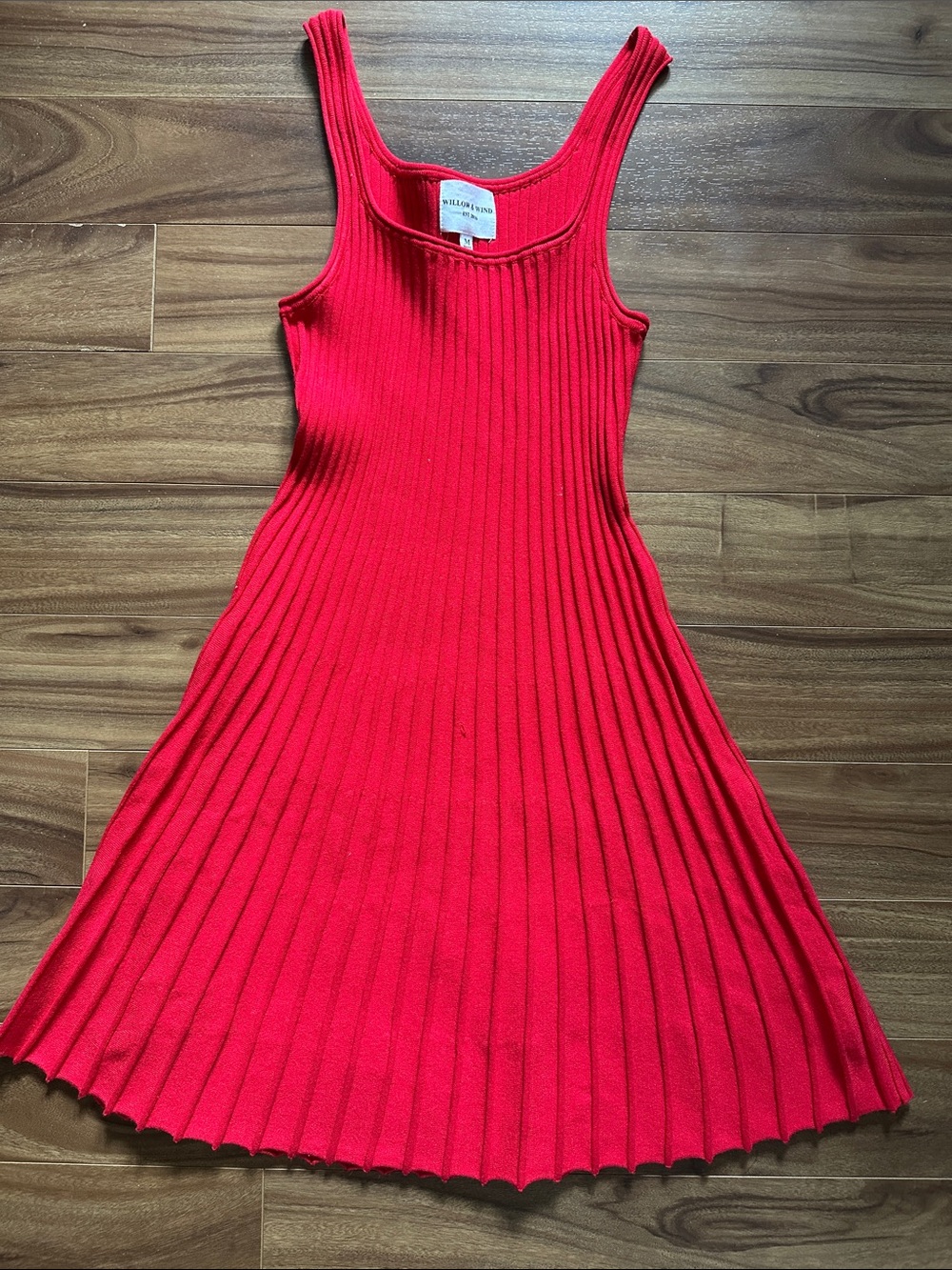 Billabong Red Ribbed Midi Tank Dress - Flared Pleated Skirt